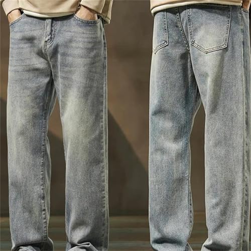 Men's Blue Jeans – Wide Leg Loose Straight Denim Pants, Cotton Casual Streetwear Trousers2