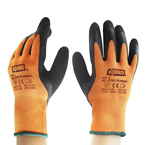 EXBRIECO, 6 o 12 Pares, Guantes de Protección, Guantes de Invierno, Guantes de trabajo, Poliéster y Látex, EPI, Duradero, Ligeros, Resistencia a la Abrasión, Jardinería, Reparaciones, Mecánica Cover