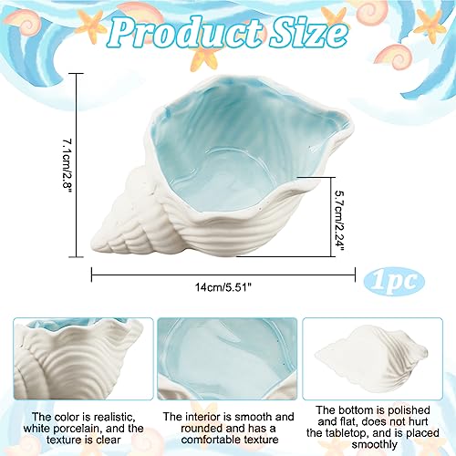 NBEADS Conch Shape Ceramic Jewelry Tray, Aqua Shell Trinket Dish Ceramic Ring Earring Holder Ocean-themed Decorative Trinket Plate for Rings Earrings Necklaces Bracelet Jewelry Watch Keys - Image 2