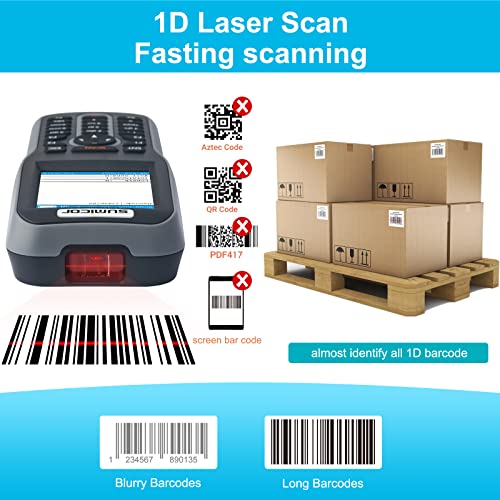 Sumicor Laser Inventory Barcode Scanner, 2.4G Wireless Barcode Scanner, Read Non-Repeated Bar Code Rechargeable Stock Data Collector for Warehouse Retail Store