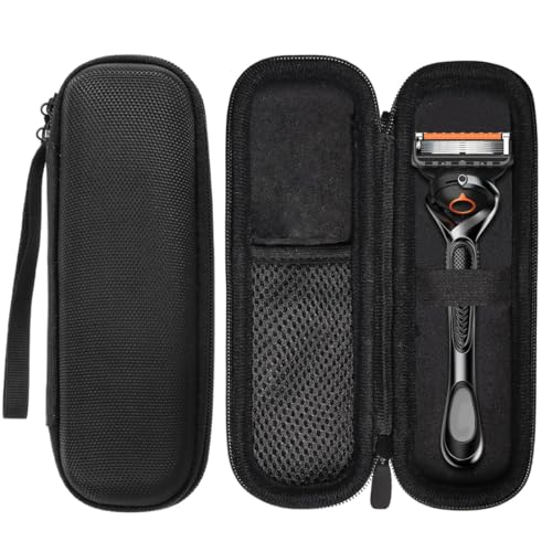 GXGM 1 Pieza de Funda de PU,Compatible con Maquinilla de Afeitar Hombre Gillette Cajas de Almacenamiento,Máquina de Afeitar Húmeda para Hombre Funda Rígida Portátil Impermeable(Negro)