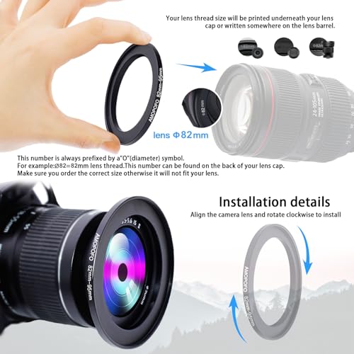 Image of 82mm to 95mm Step-Up Ring Filter adapter /82mm to 95mm Camera Filter Ring for 95mm UV,ND,CPL,Metal Step Up Ring