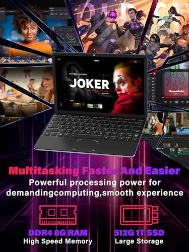 Image of 11 inch Gray 2-in-1 Convertible Touchscreen Laptop, FHD (1920x1200) IPS Display, N95 Processor, 8GB RAM 1TB SSD, Facial Recognition, Backlit Keyboard, USB-C, Win 11 Pro for Students & Travel