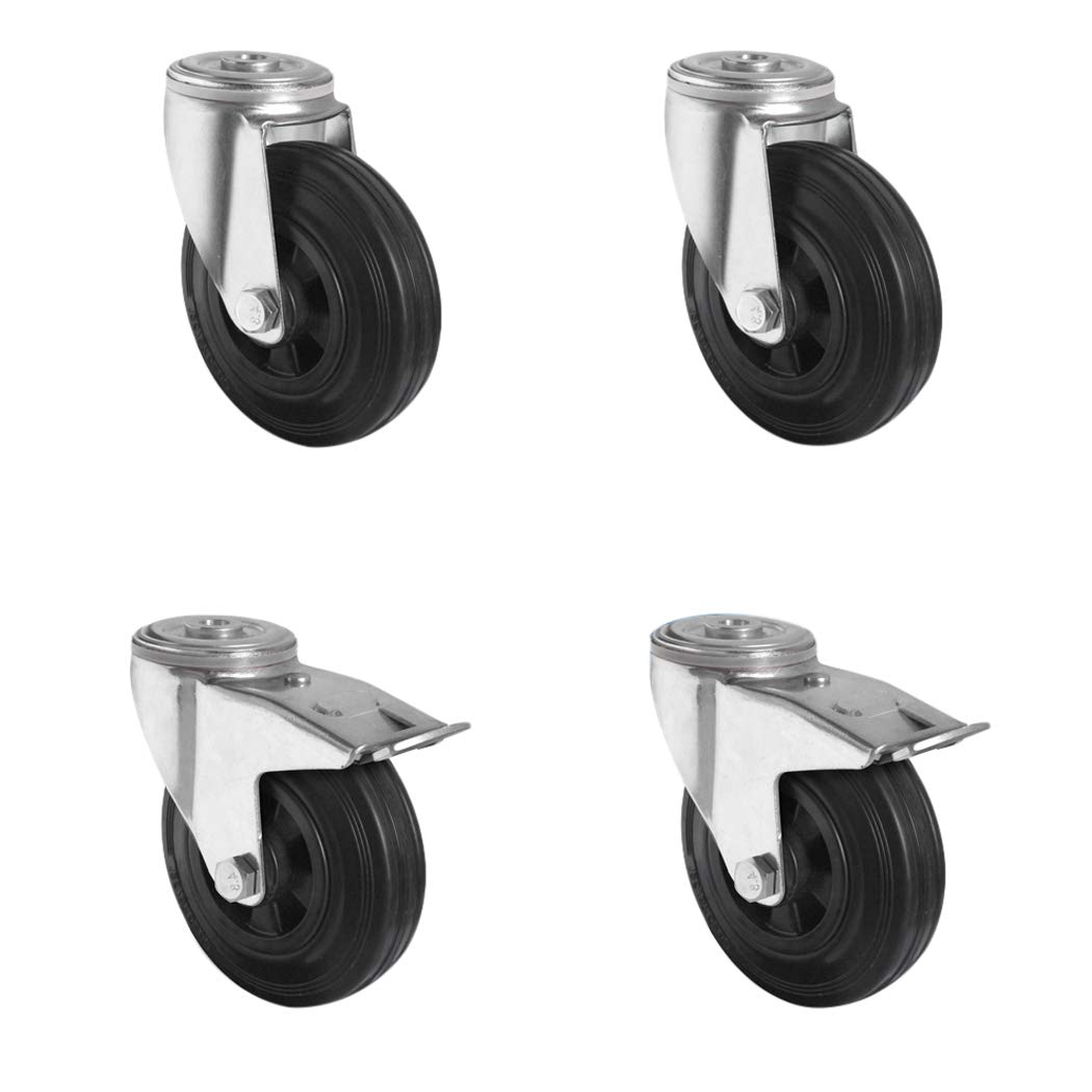 SETHPBP200P4S4R0N Lot de 4 roulettes pivotantes à 2 roues avec bloqueur en polypropylène et caoutchouc Ø 200 mm Charge maximale 615 kg