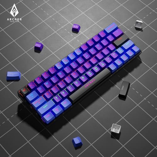Image of Archer Tech Lab Wired Mechanical Gaming Keyboard| 60% Compact, 63 Keys+ 26 Anti-Ghosting, Blue Switches Tactile Feedback, 17 RGB Effects, 50 Million Clicks for Laptop Mac PS4 PS5 Xbox (Astra M400)
