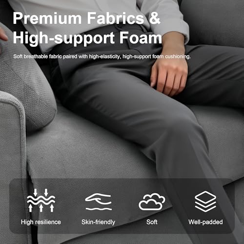 Image of 450lbs Oversized Power Recliner Chair for Big & Tall Adults, Extra Wide Electric Chair with USB & Type-C Ports, Chenille Single Sofa with Pillows for Living Room, Bedroom, Gray