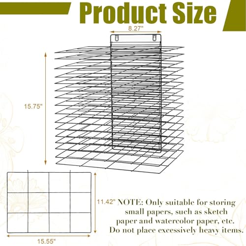 Image of Art Drying Rack for Classroom Paint Drying Rack Small Wall Art Storage Rack with 16 Removable Shelves for Classrooms and Art Studios (Black, 16 Shelves)