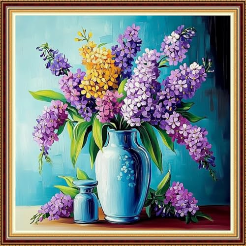 Image of Fanxvivy Stamped Counted Cross Stitch Kits for Adults Printed Cross-Stitch Patterns 11CT Stamped or Counted Cross Stitching Embroidery Kit Needlepoint Kits-Colorful Flowers 18x18 inch