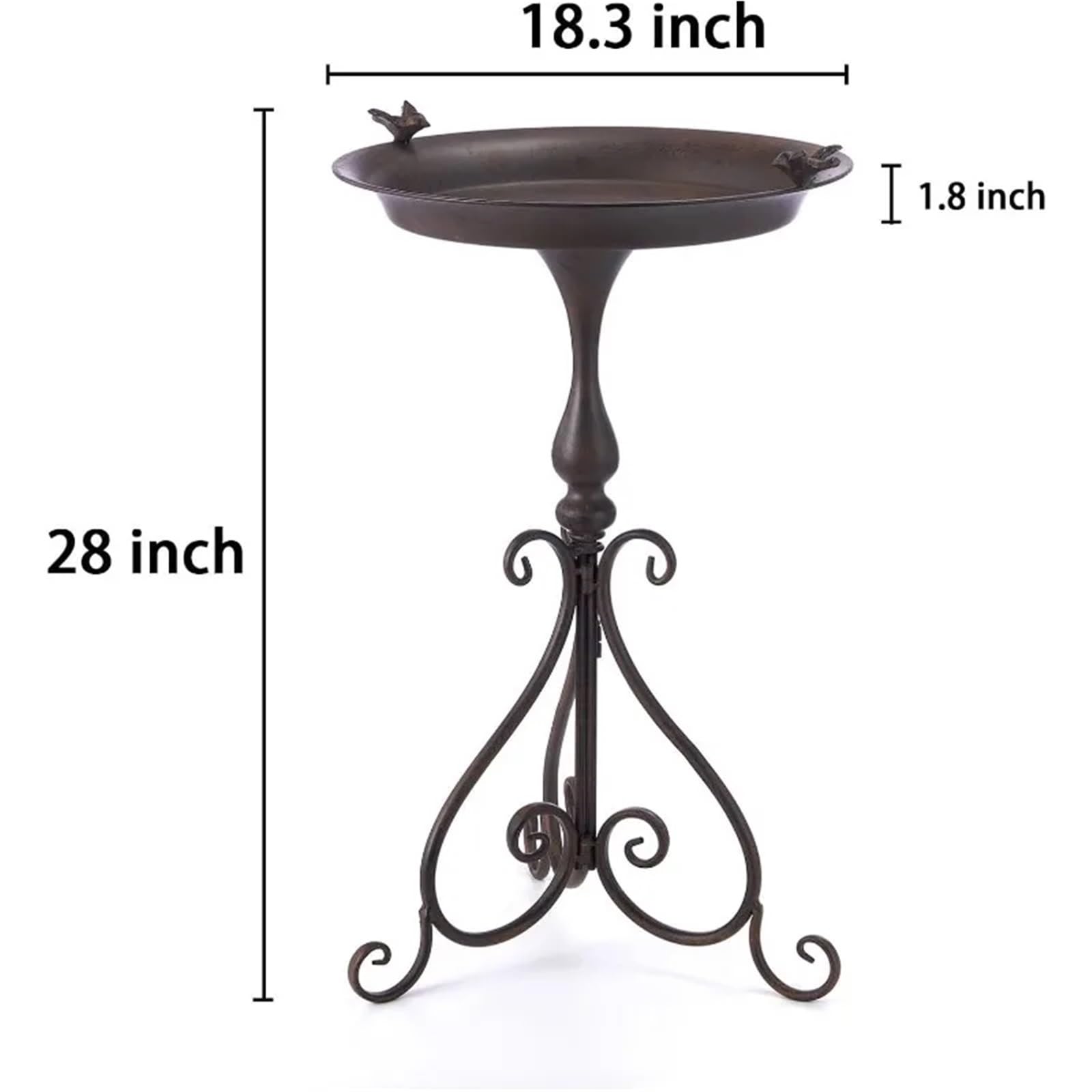 Metal Bebedero pajaros con Pie Baño for pájaros con Soporte, diámetro 18" Ancho x 28" Alto | Baños for pájaros for exteriores, Baños/comedero for pájaros de metal