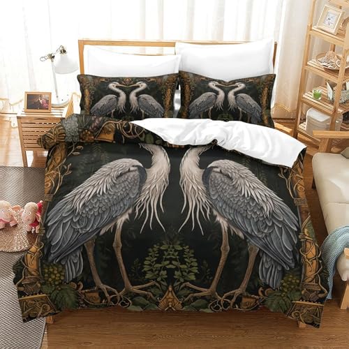 Housse de couette lavable hérons en microfibre durable anti-plis