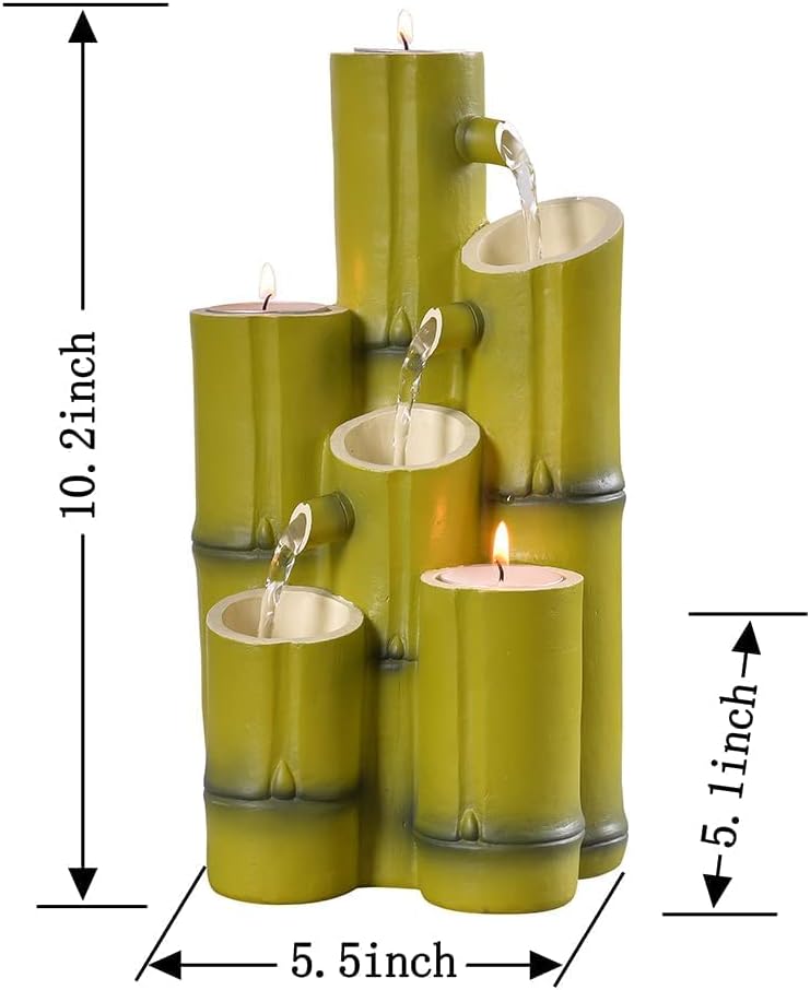 GOSSI Tiered Bamboo Appearance Column Tabletop Fountain Combo - Yellow & Green : Home & Kitchen