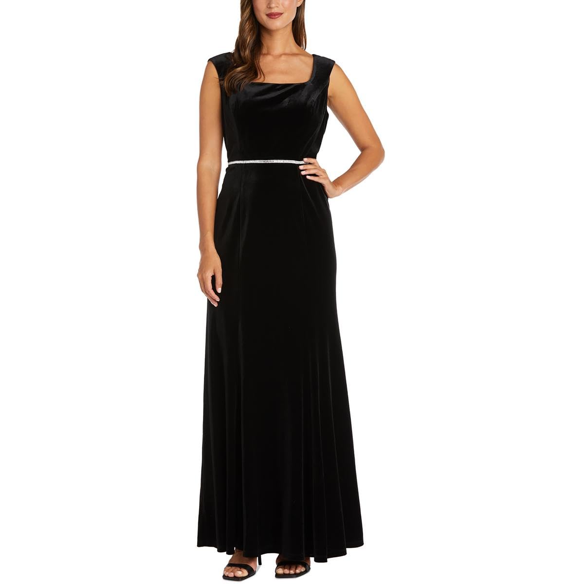 Suze 6 R&M Richards Womens Velvet Embellished Evening Dress