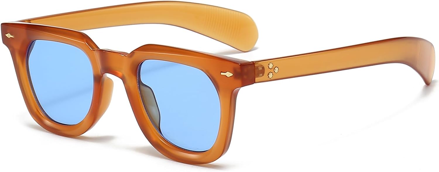 PORADAY Square Sunglasses for Women Men Trendy Thick Frame Sun Glasses Black Shades