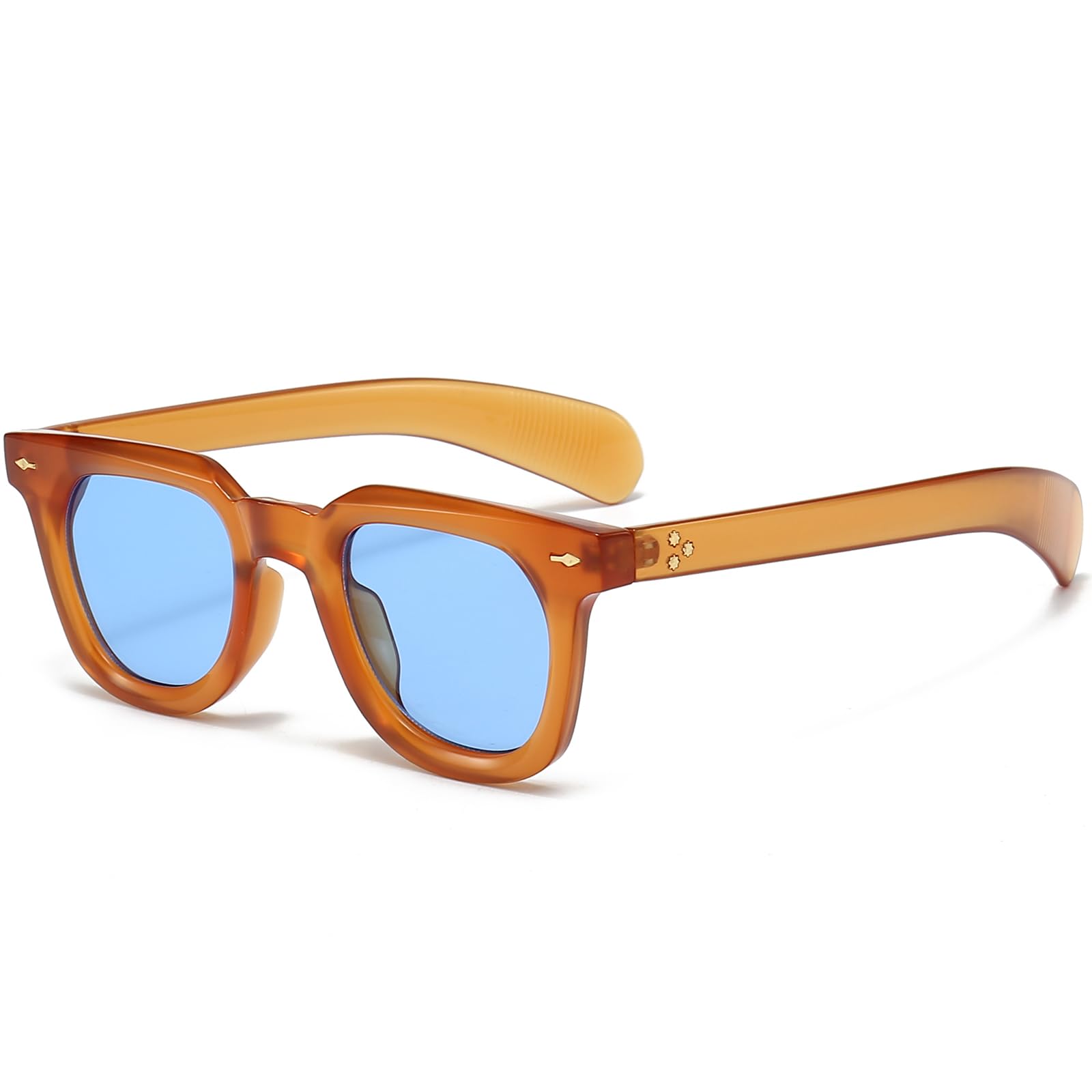 PORADAY Square Sunglasses for Women Men Trendy Thick Frame Sun Glasses Black Shades