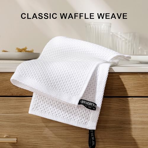 Image of joybest Cotton Kitchen Dish Cloths, 8-Pack Waffle Weave Ultra Soft Absorbent Dish Towels Washcloths Quick Drying Dish Rags, 12x12 Inches, White