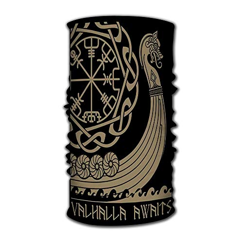 Headband Warship of The Vikings Drakkar Ancient Scandinavian and Norse Runes Magic Scarf Head Wrap Neck Gaiter Birthday Gift