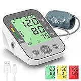 PANACARE Vollautomatisch Oberarm Blutdruckmessgeräte, 3-Farbiges Großes Display mit Hintergrundbeleuchtung, BP-Maschinenmessgerät Oberarmumfänge von 22-42 cm, automatische Blutdruckmonitor, 2 Users