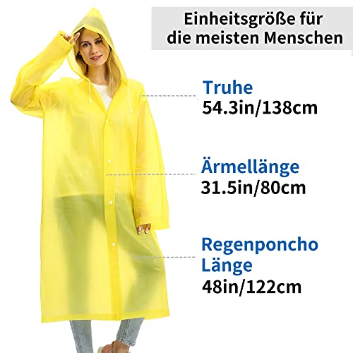 Opret 2 Stück Regenmantel Durchsichtiger Regenponcho für Damen Herren, Wiederverwendbar Wasserdicht Regencape Regenjacke, Eva Atmungsaktiv Regen Zubehör für Wandern Radfahren Camping Reisen