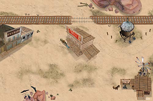 Tapis de jeu 'Cowboy' | SM16 | Tapis de jeu de haute qualité pour chambre d'enfant accessoires idéal pour les figurines de jeu de Schleich, Playmobil, Papo, Bullyland & Co | 150 x 100 cm | STIKKIPIX Cover