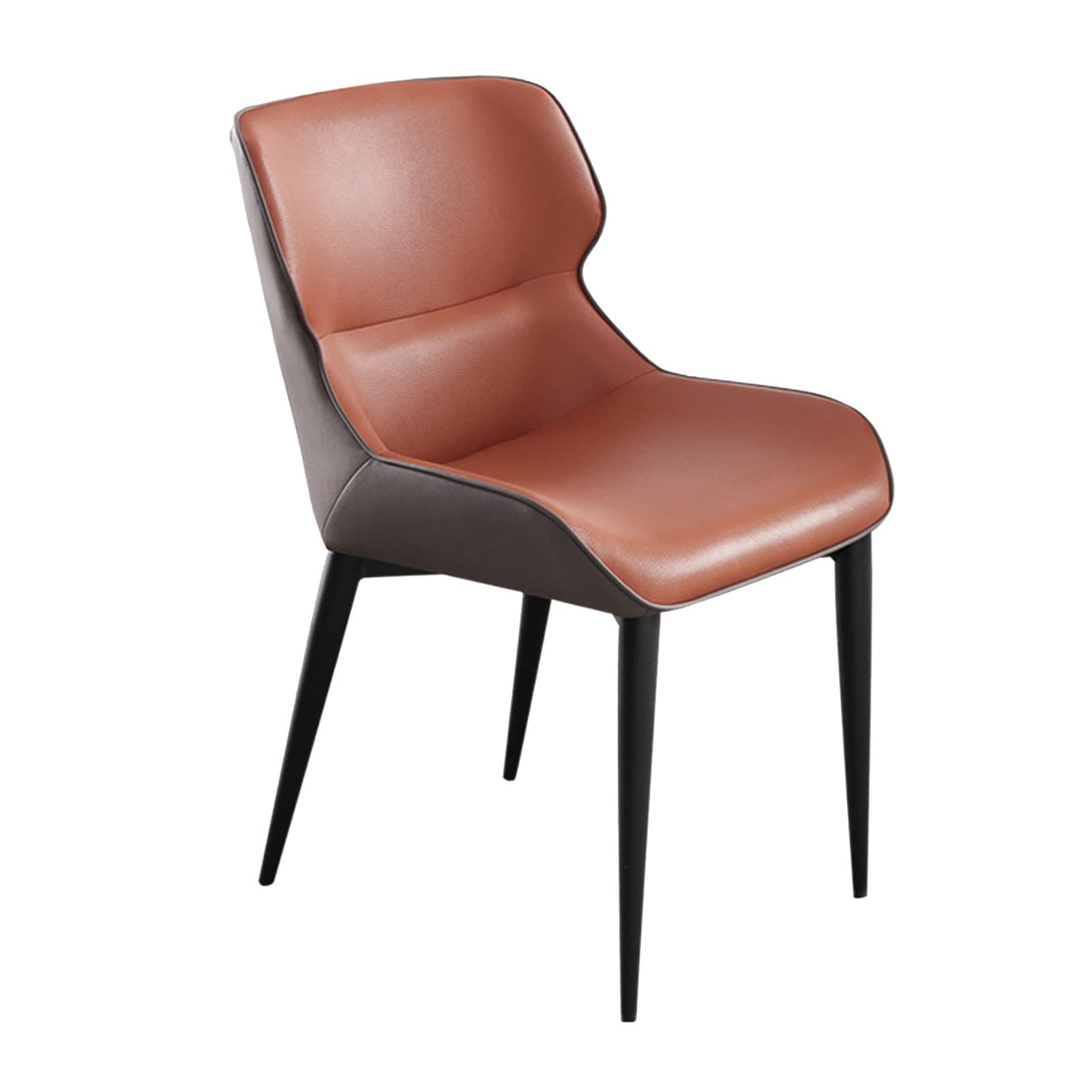 SJIALEN Leather Dining Chair, Household Backrest Chair Indoor Outdoor Courtyard Balconies Leisure Chairs Black Leg Upholstered Chair Kitchen Chair (Color : Orange, Size : 44x50x82cm)