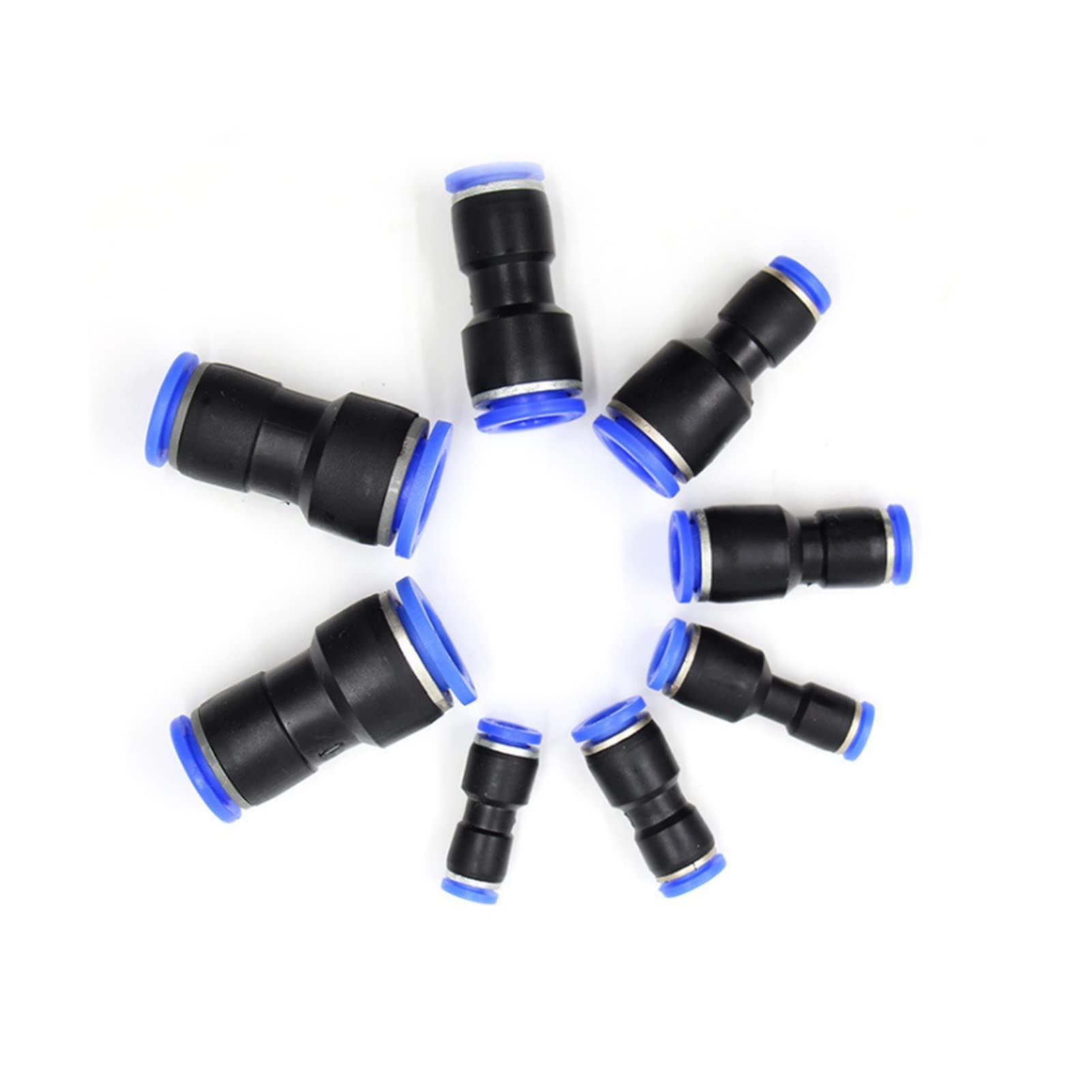 100 tubos neumáticos PG Air de 10 mm, 8 mm, 6 mm, 12 mm, 4 mm, diámetro exterior, accesorios de gas rectos, conectores rápidos de plástico (PG6-4)