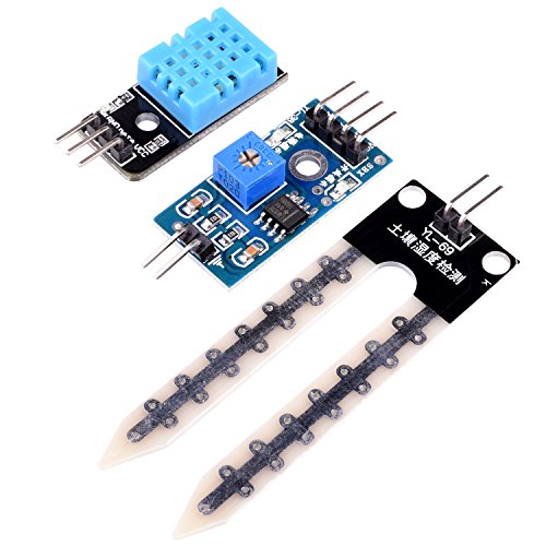 kuman for Arduino Raspberry pi, 5PCS Soil Moisture Sensor Module and 5 PCS Temperature Humidity Sensor with 20PIN Female to Female Dupont Jump Cable 20PIN Male to Female Jump Wires KY71 - Thumbnail 2