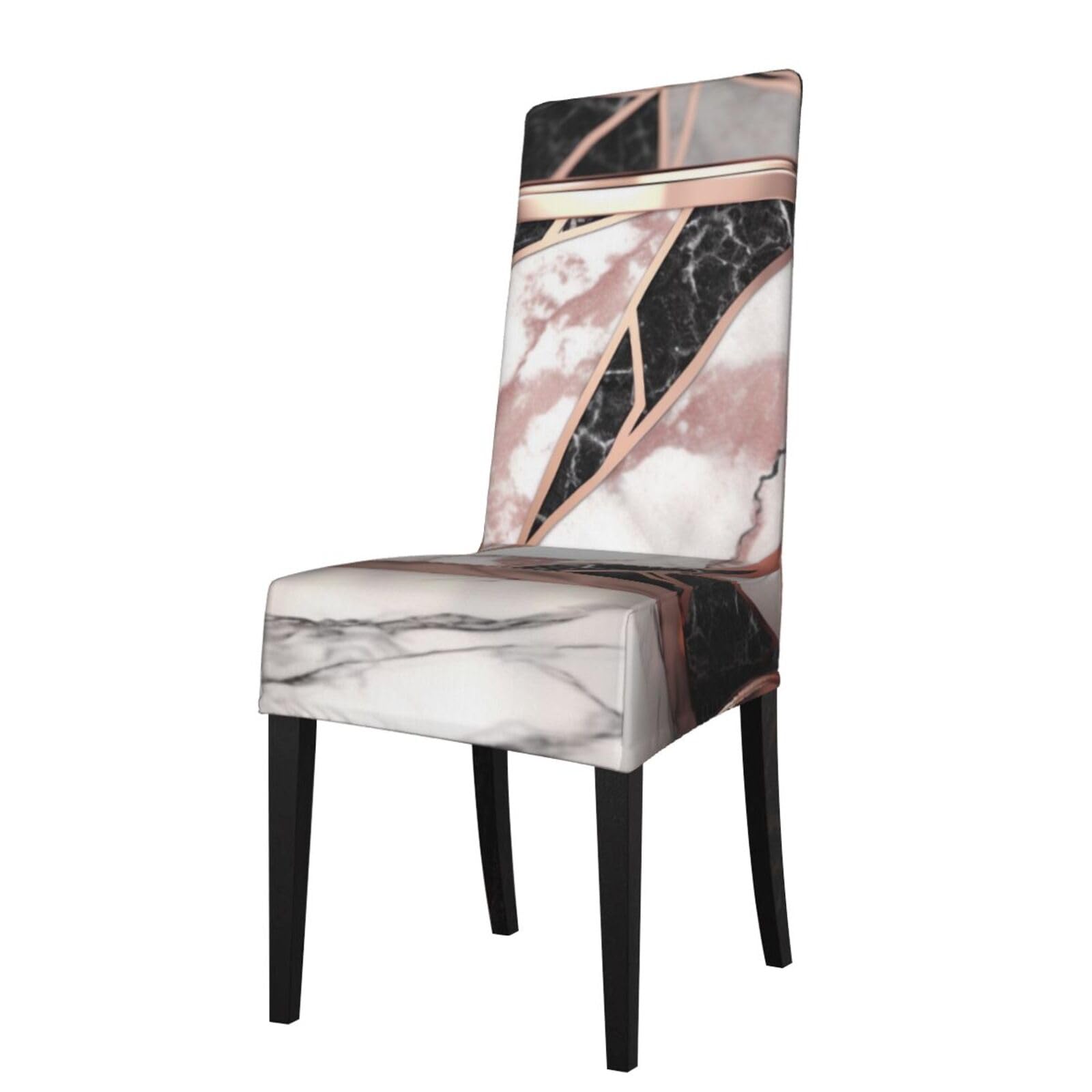 WPKJU Rose Gold Marble Print Dining Chair Covers Removable Chair Seat Covers Decorative for Kitchen & Bar Stools