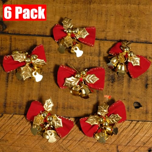 Image of NONNO & ZGF 6 Pack Flameless 8.7'' Window Candles +12 AA Batteries(Include) +6 Red Bows(with Bells) +6 Suction Cups+6 Golden Candleholders. Battery Powered Ivory Taper Candle with Remote and Timer