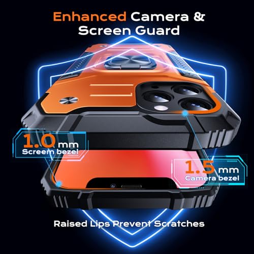 Image of Anqrp Heavy Duty Case for iPhone 11 Pro Case with Enhanced Ring Holder Grip Stand, Military Grade Shockproof Rugged Drop Protective Silicone Hard Slim iPhone 11 Pro Phone Case Cover,Orange
