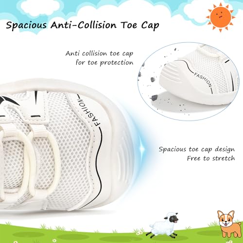 DEEKEY Toddler Shoes for Boys & Girls - First Walkers Non Slip Sneakers | Lightweight Breathable Barefoot Design for Preschool Running & Outdoor Play（White ，Toddler 2.5）4