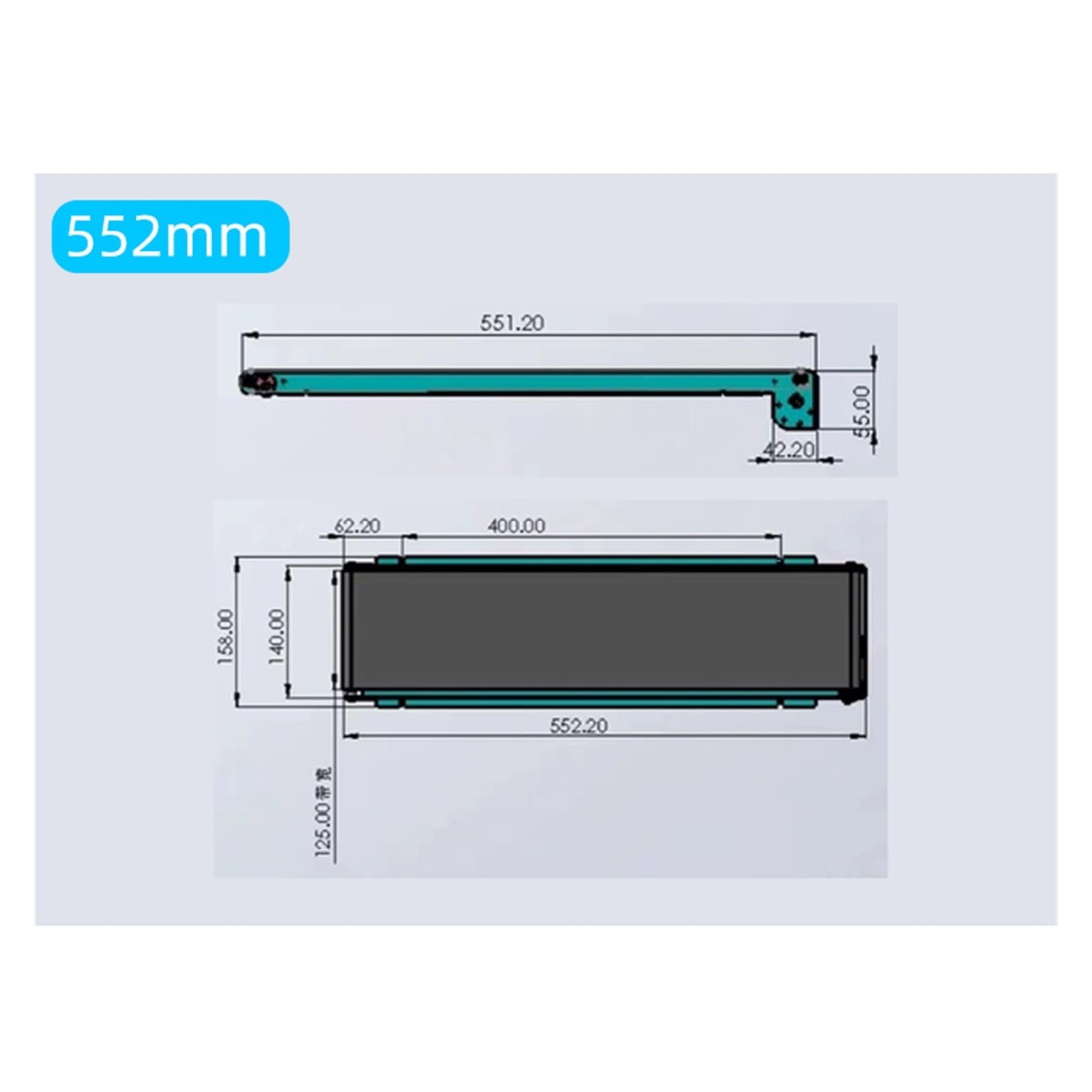 convoyeur à bande Machine à bande transporteuse en acier inoxydable 24V, petit convoyeur à bande 552mm de qualité alimentaire, distributeur automatique de bande en PU, voie de chargement ( Size : 552m