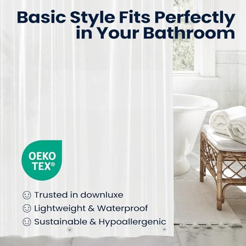 Image of downluxe Shower Curtain Liner, PEVA Plastic Shower Liner with 3 Magnets, 72 inch x 72 inch Waterproof Bathroom Curtain, Frosted, 2 Pack