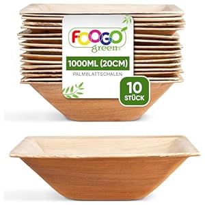 Foogo Green Palmblatt-Schalen 1000 ml, 10 Stück
