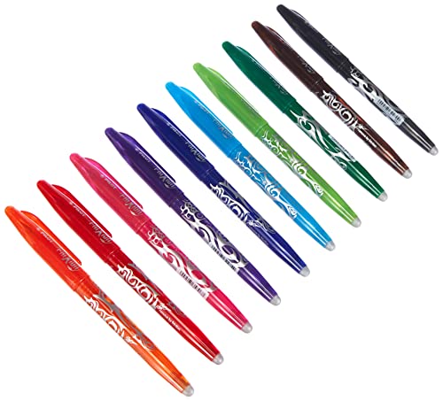Pilot Frixion BL-FR7 Lot de 10 stylos rollers effaçables 0,7 mm Pointe 0,7 mm, 10 , modèle de capuchon (sans gomme, multicolore)