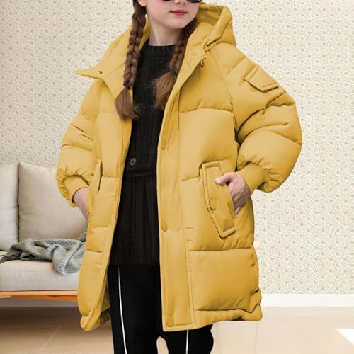 Kids Windbreaker Long Puffer Jacket Toddler Winter Warm Quilted Hooded Padded Down Coats Lightweight Full Zip Up Outwear3