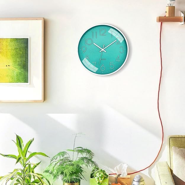Image of TEKCOOL Plastic Digital Wall Clock 12 inch Silent Quartz Decorative Non-Ticking Classic Clock Battery Operated Round Easy to Read for Room /Home /Kitchen /Bedroom /Office /School- (SkyBlue);