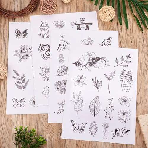 Image of Spritewelry 60 Pcs Bird Water Soluble Embroidery Stabilizers, Flower Stick and Stitch Transfer Embroidery Paper Wash Away Adhesive Stabilizers for Hand Sewing Lover Beginners