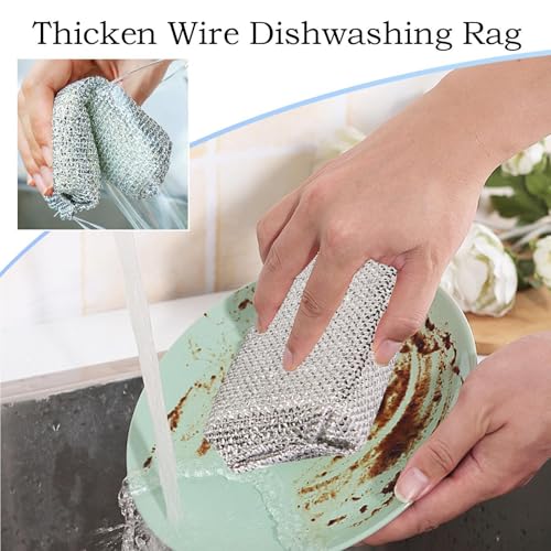 Wire Dishwashing Rag, Dishcloths, Portable Wire Dishcloth, Dish Wash Cloths for Cookware, Kitchen Cleaning Rags, Sink Cleaning Cloths, Stove Top Dishcloths, Durable Wire Dishcloths, Cookwa - immagine 3