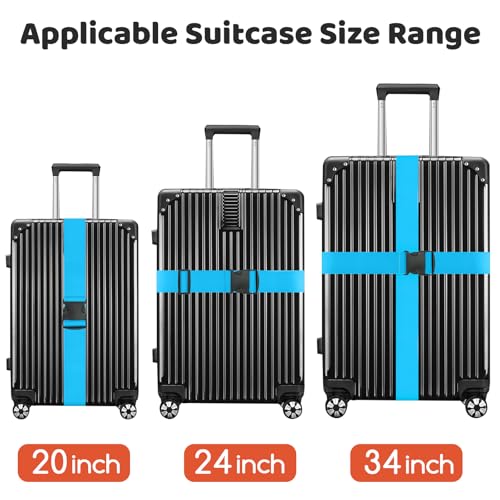 WISYOK Luggage Straps Extended, 2 Pack Suitcase Straps Personalised, Adjustable Case Strap for Suitcase, Luggage Belt with Quick Release Buckle, Suitcase Identifier for Travel, Flight (SkyBlue) - Image 4