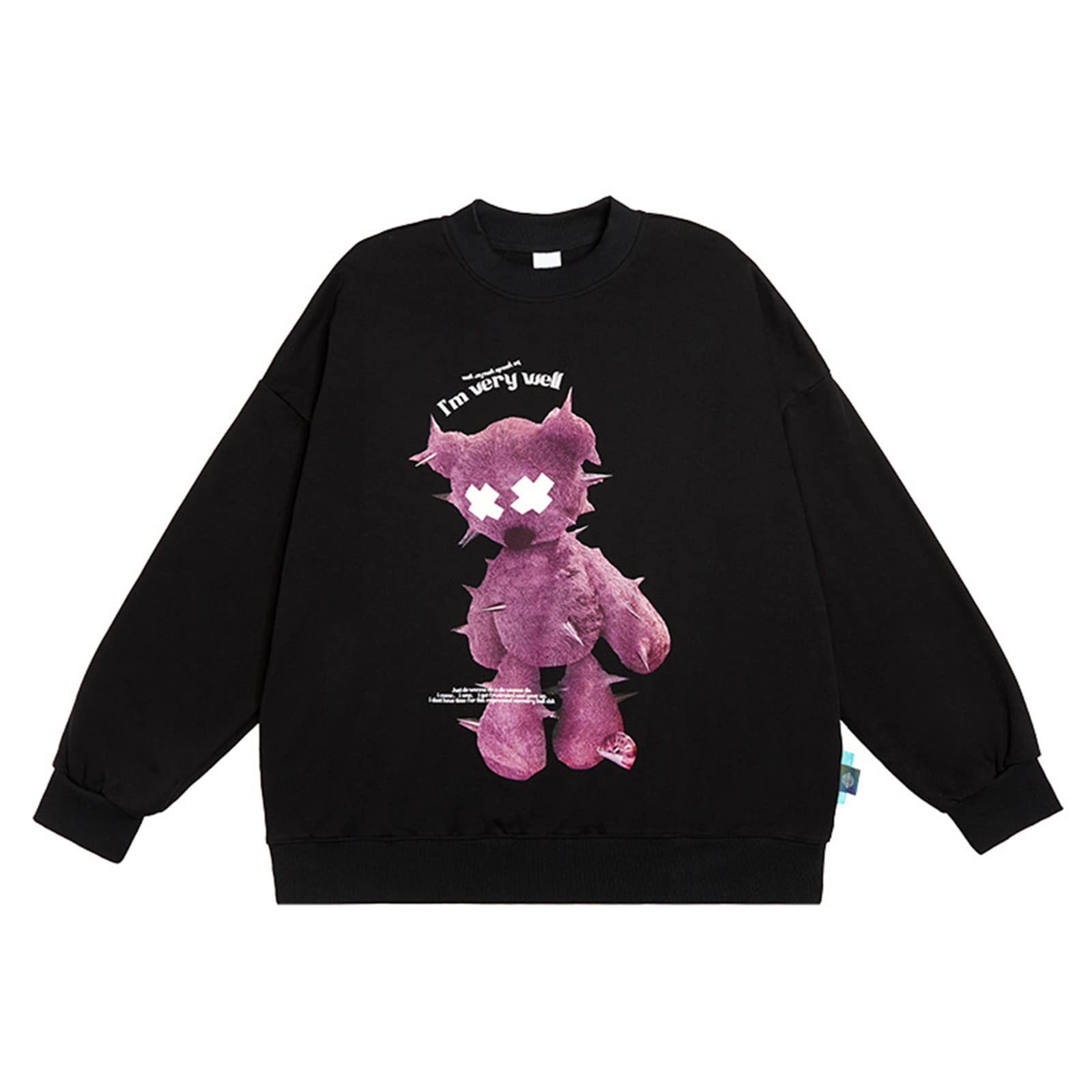 BotituMens and womens crew neck pullover, street loose sweatshirt, long sleeve sweatshirt for young men and women