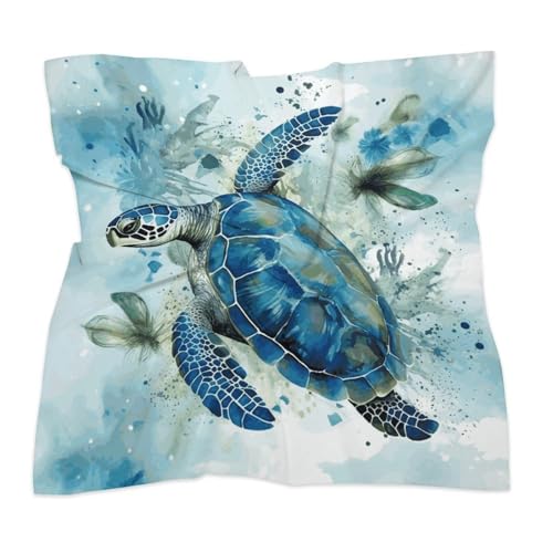 Bandanas Like Silk Handkerchiefs Soft Sea Turtle-Blue Scarf Headband for Men Women Outdoor3