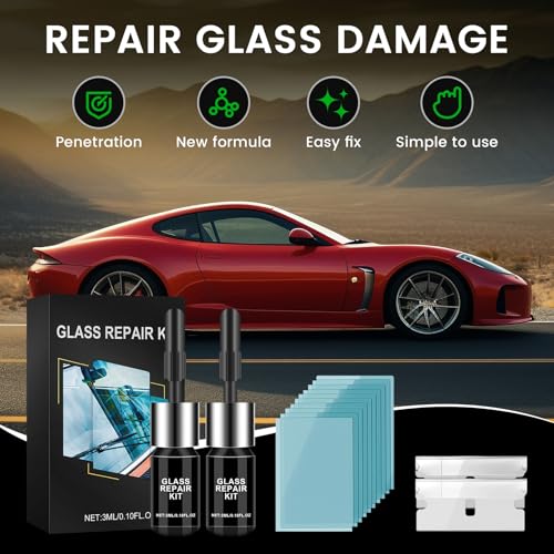 Dobyone FHO60 Windshield Repair Kit,Windshield Crack Repair Kit 2 Bottles Car Glass Repair Kit Windshield Chip Repair Kit Cracks Gone Glass Repair Fluid Quick Fix thumb #6