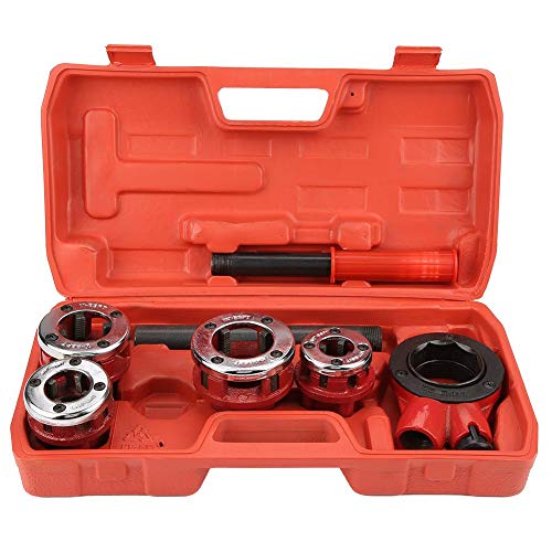 Pipe Threading Kit,Akozon Dies Manual Plumber Pipe Threading Kit 1/2" 3/4" 1" 1-1/4" Threader Tool (4-piece suit)