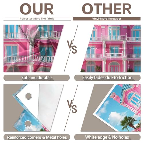 Tela fondo fotografía 7x5ft casa rosa miniatura 5