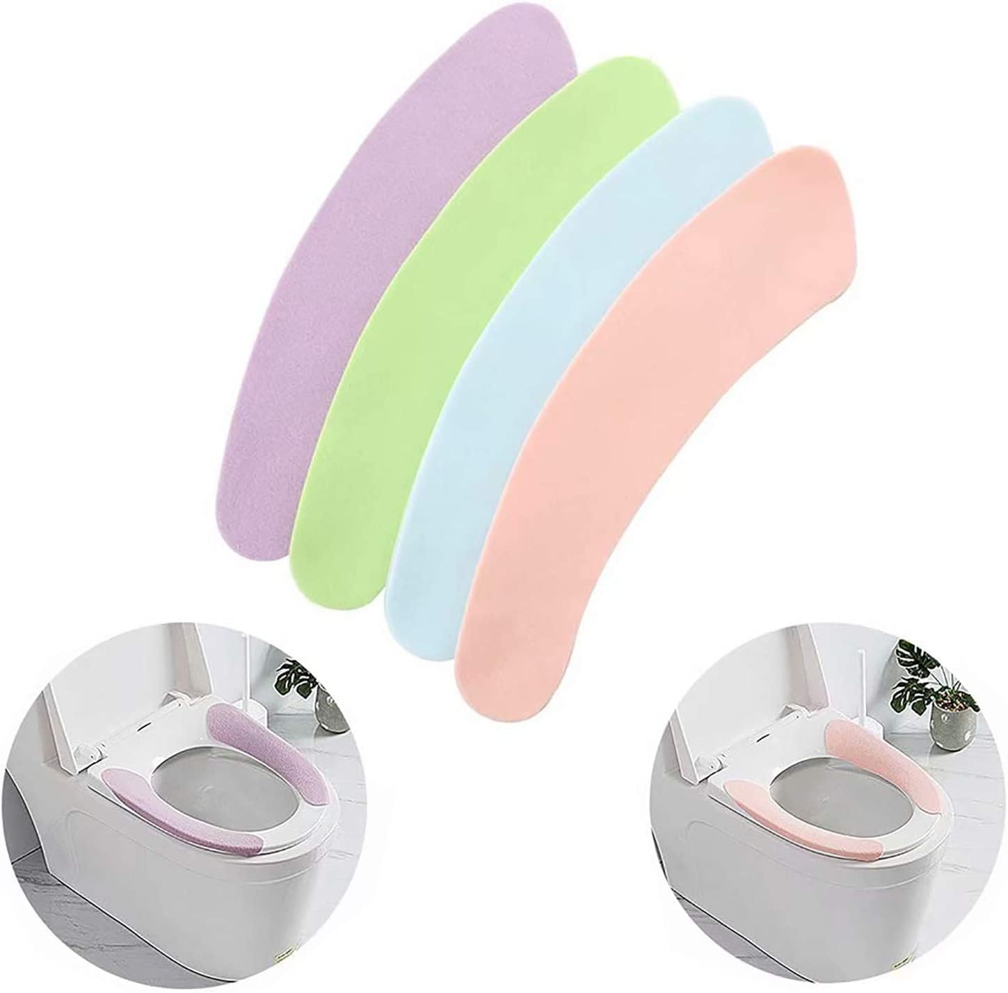 S SINDHIA Toilet Seat Cushion Soft and Warm Washable Toilet seat Cover Pads Reusable Cushion Comfortable for Travellers, Home, Office, assorted color, 1 Pair-image-3