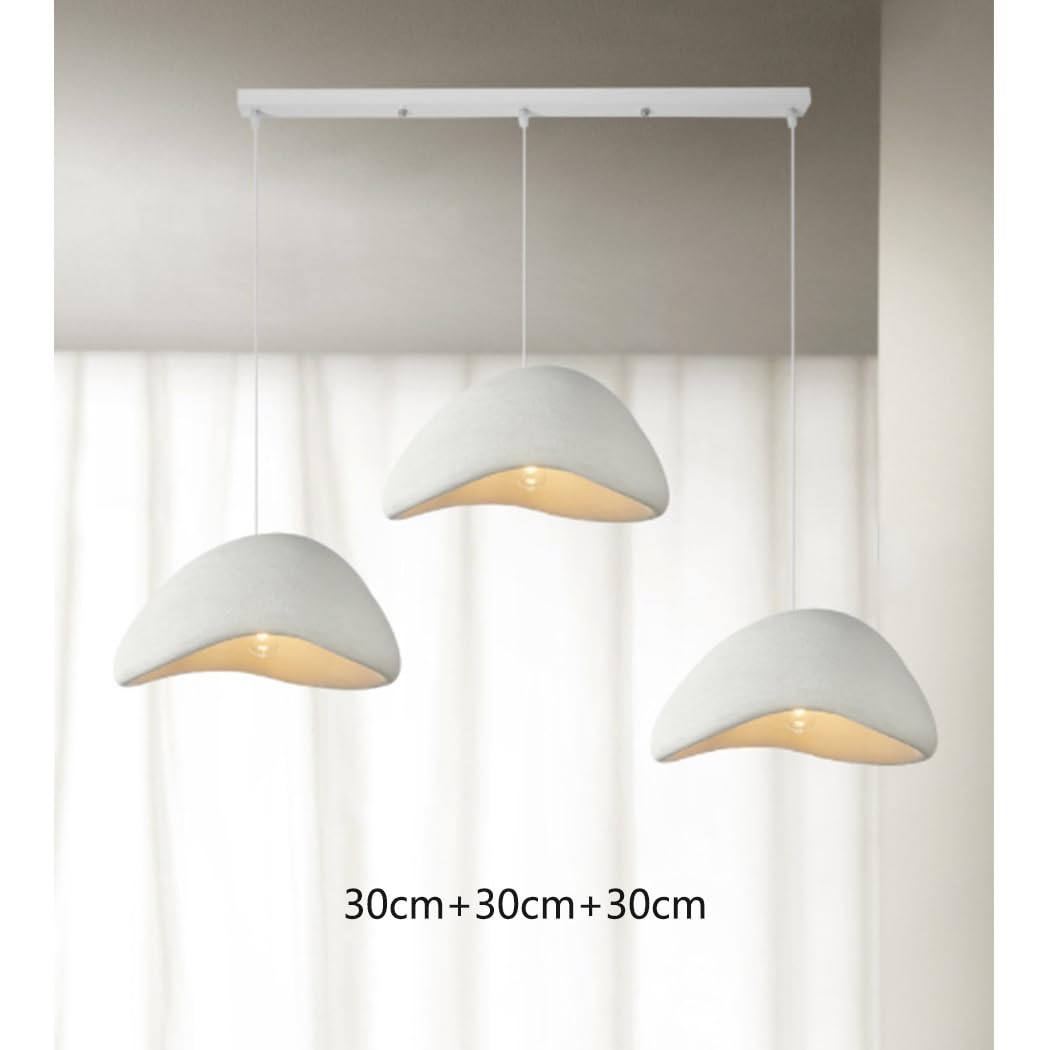 Kreatywna Lampa Wisząca Wabi-Sabi Styl Nordycki Nowoczesna Żyrandol 3 Światła Lampa Do Jadalni Regulacja Wysokości Lampa Wisząca E27 Biała Do Salonu Sypialni Kuchni Restauracji Rodziny Goszczącej(A)