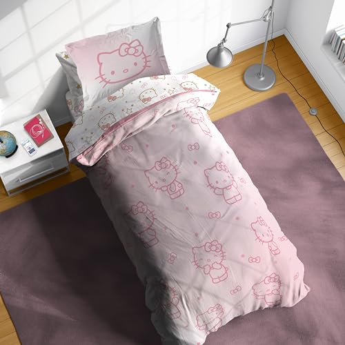 Image of Sanrio Hello Kitty Twin Comforter Set 5 Piece Bedding for Girls, Pink | Bed in a Bag, Comforter Sheets Sham Pillowcase, Official Product, Soft Microfiber, Machine Washable, Easy Care, Girls Gift