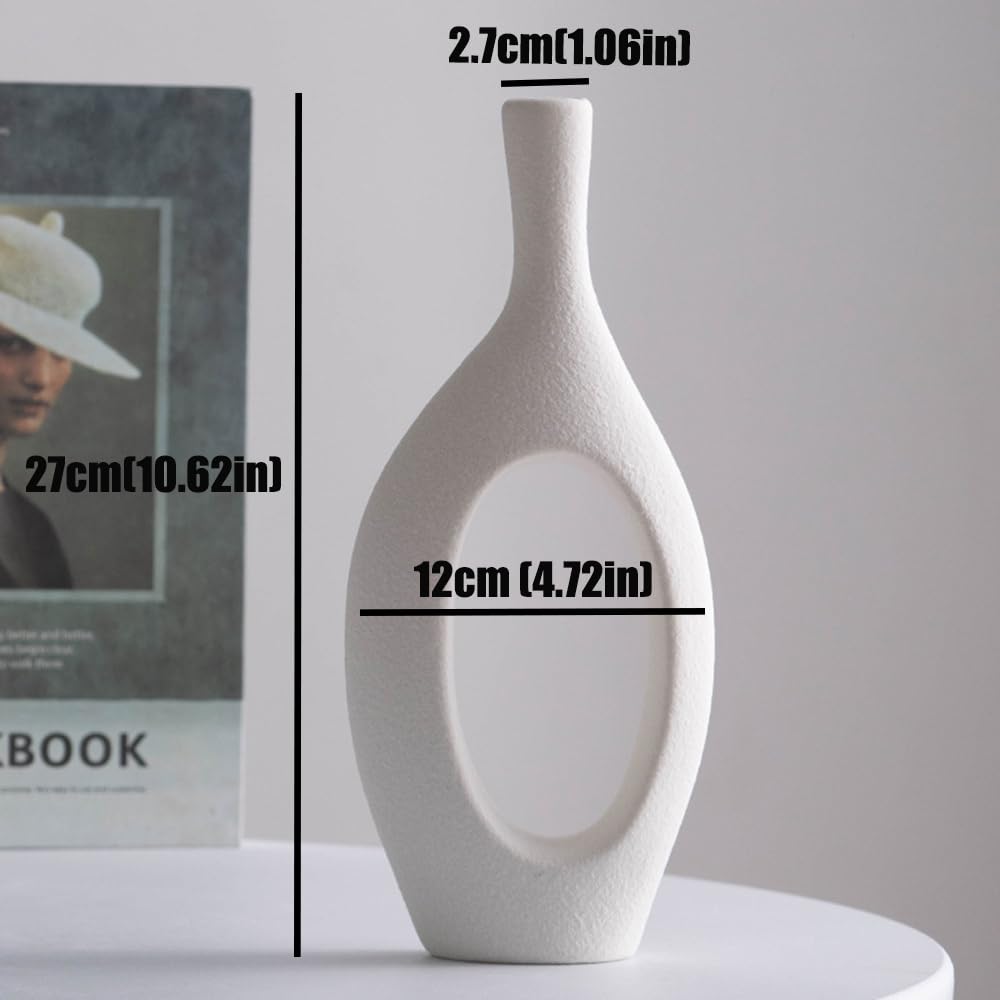 Kreative weiße Keramik Vase Set von 4 Stück, einfache Moderne Wohnkultur Vase für Wohnzimmer, Eingang, Esszimmer, Schlafzimmer