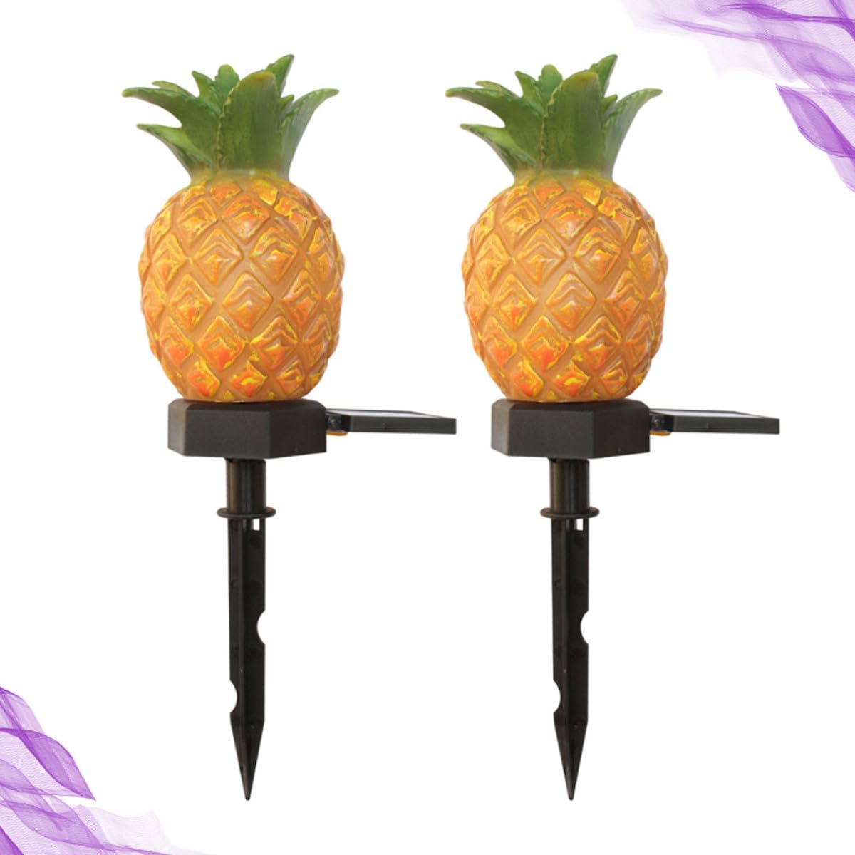 Solarbetriebene Ananas Landschaftslampe 2 Stück aus Silikon Gelb