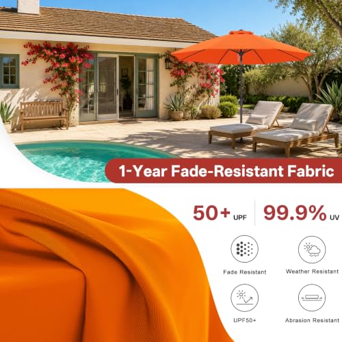 Image of ABCCANOPY 11FT Patio Umbrella Outdoor 8 Ribs Table Umbrella(Orange)